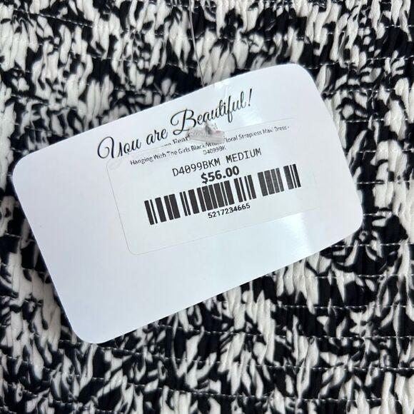 NWT Sweet Lovely by Jen “Hanging with the Girls” B&W Strapless Maxi Dress-Size M - Picture 6 of 11